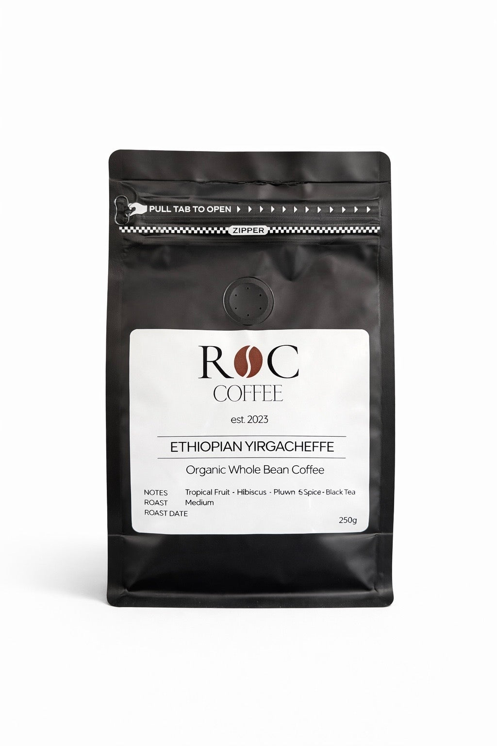 Organic Ethiopian Yirgacheffe Medium Roast Whole Bean 250g