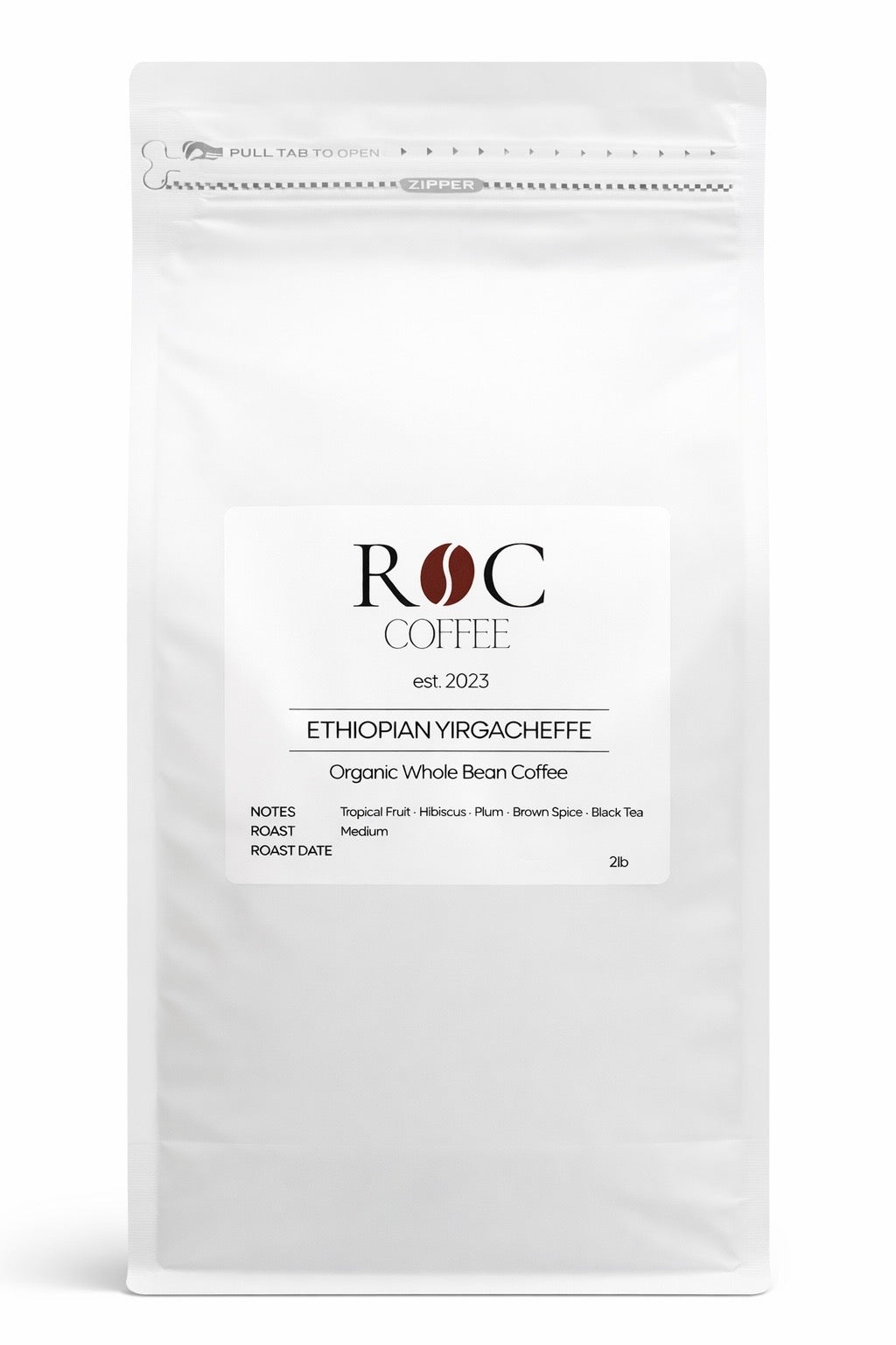 Bulk – Organic Ethiopian Yirgacheffe Medium Roast Whole Bean 2 Pounds
